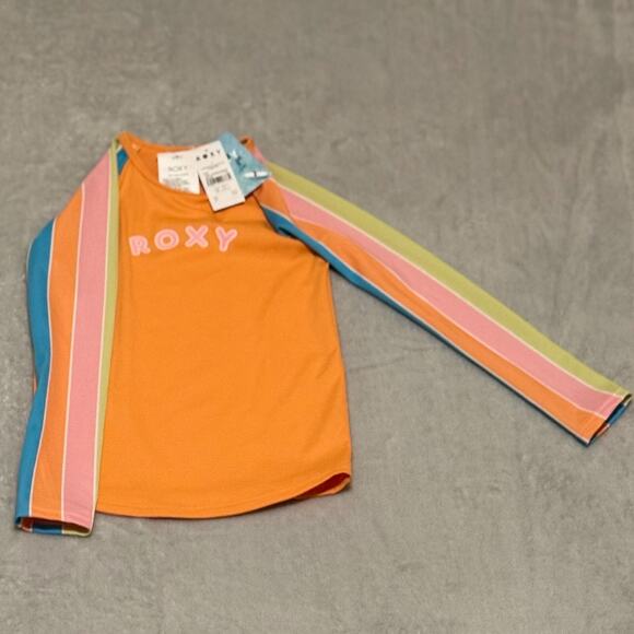 Roxy Rash Guard Size 4 Little Girl Colors‎ Of The Sun UPF 50 Crew Neck TOP ONLY - Picture 1 of 10